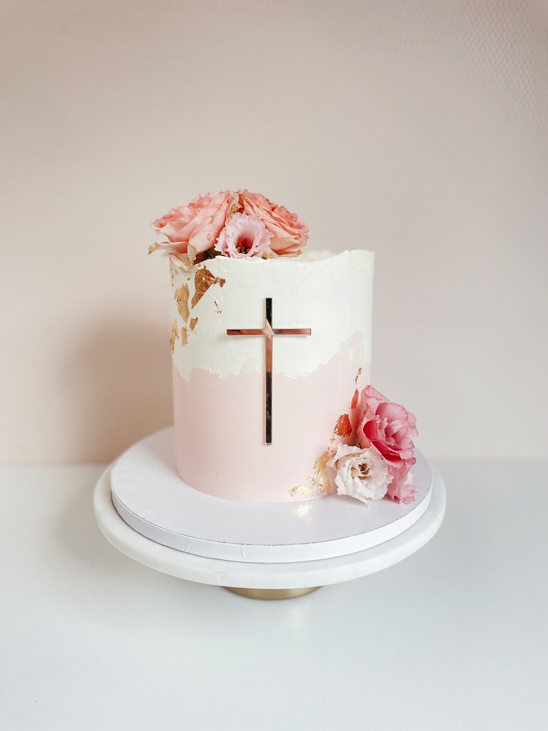 Baptism, confirmation or communion cake topper cross cake decoration image 1