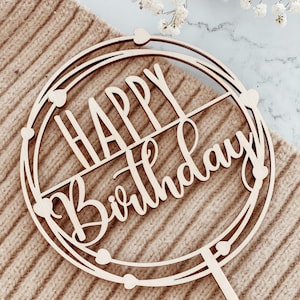 Happy Birthday Caketopper rund Herzen