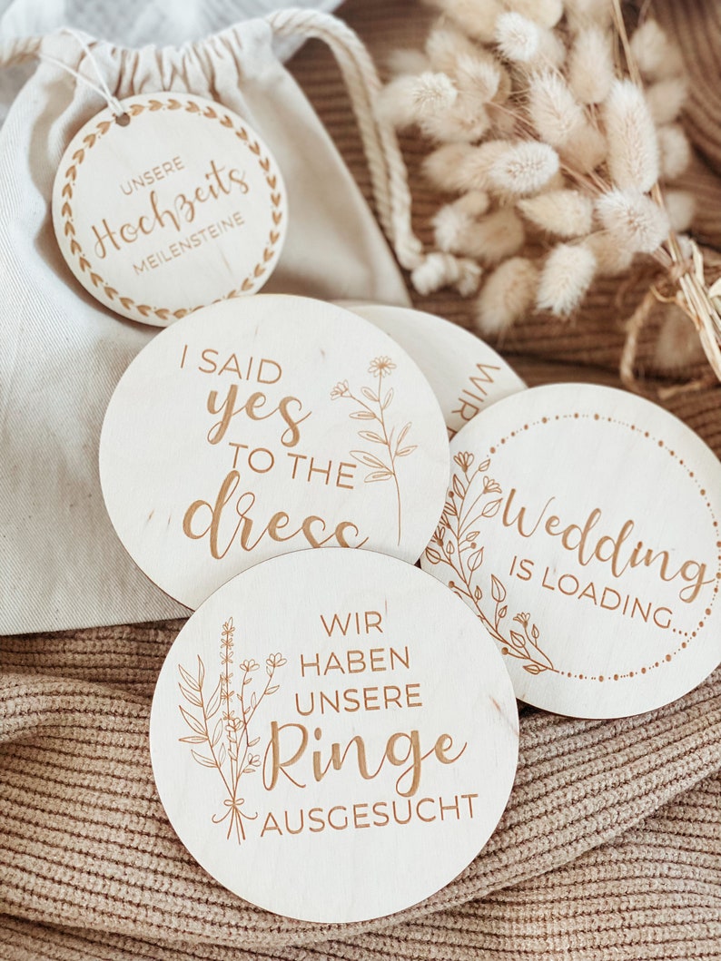 Meilensteinkarten Hochzeit inklusive Aufbewahrungstasche Geschenk zur Verlobung Bild 2