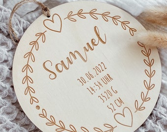 Personalized wooden birth sign