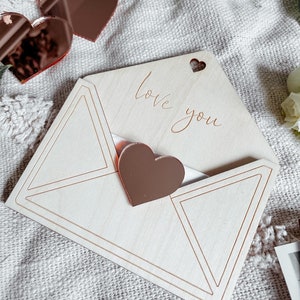 Liebesbrief Briefumschlag aus Holz | Valentinstag