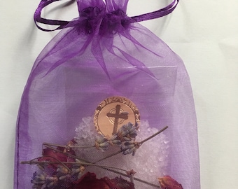 Holy Salt -Minister BLESSED Dead Sea from The Holy Land - 15g bag with purple pouch