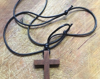 Blessed simple Cross with string cord - Handmade