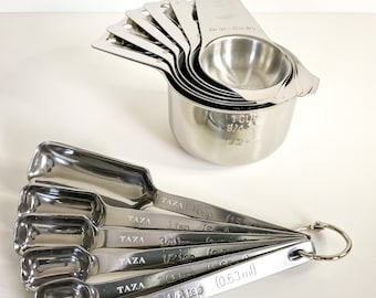 Measuring Cups and Spoons Set - 13 Piece Stainless Steel - Taza Kitchenware