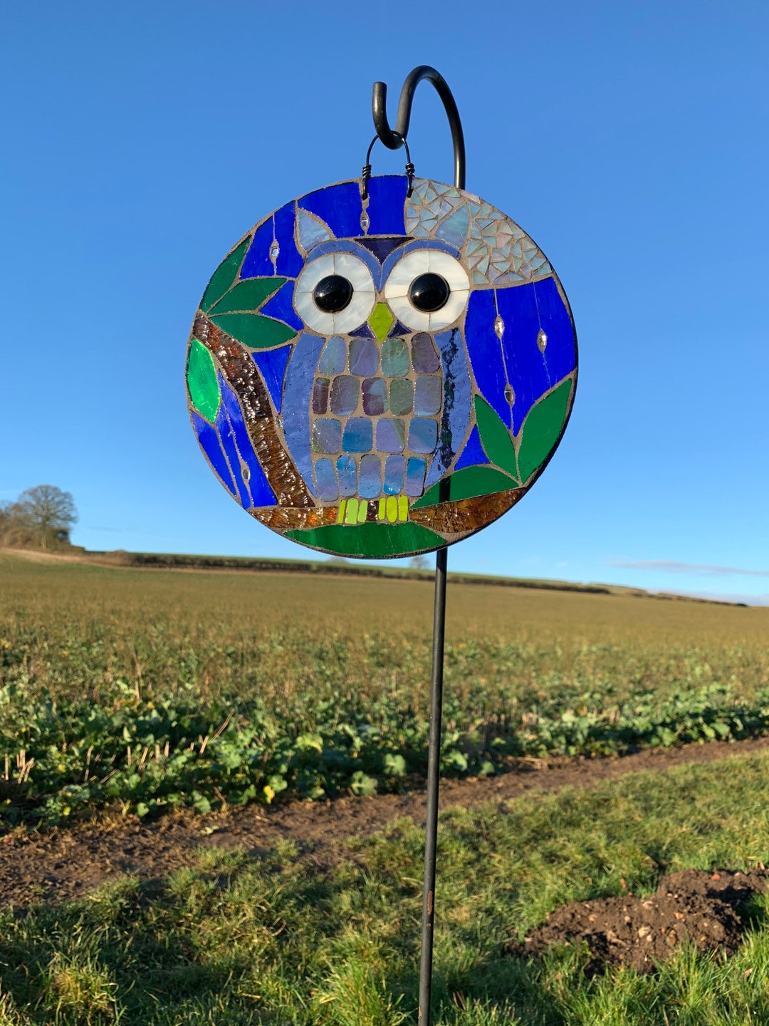 20cm Stained Glass Owl Garden Mosaic Etsy
