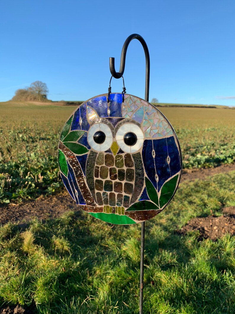 20cm Stained Glass Owl Garden Mosaic Etsy