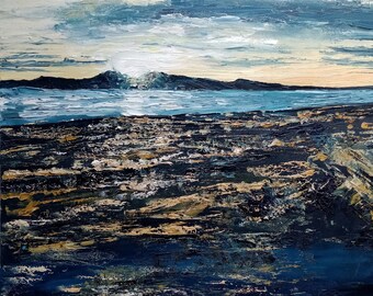 Sunset Sea 8 To 8 Inc Nautical Wall Decor Original Impasto Oil Oil Painting Seascape Art Tropical Beach Painting Art Collectibles Vadel Com