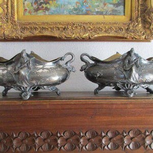 Antique French Oriental Style Jardiniere / Centerpiece /  Plant Holder/ Pair