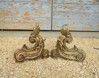 Antichi alari da fuoco francesi in bronzo