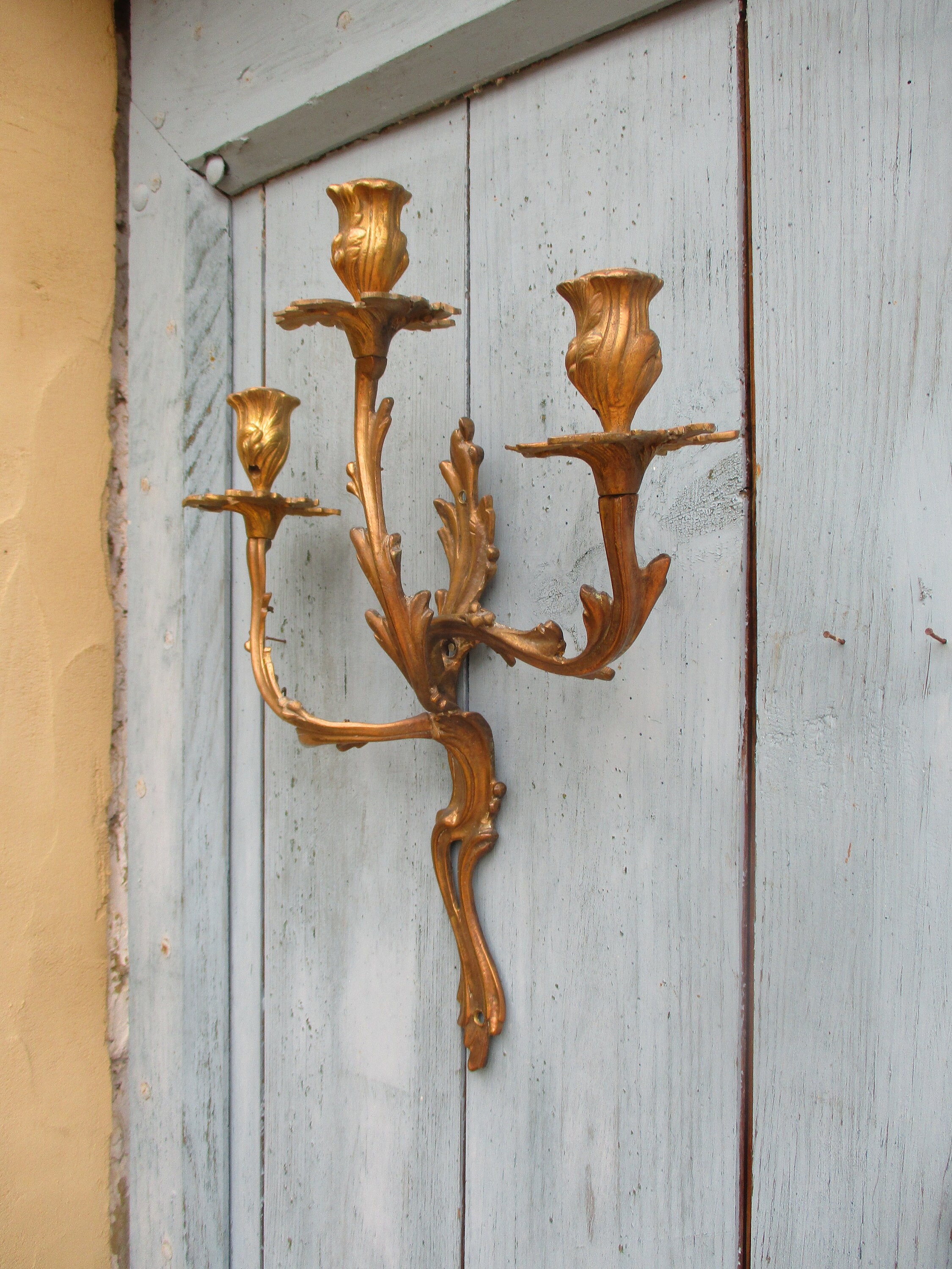 Applique Murale Antique Français Grande Bronze