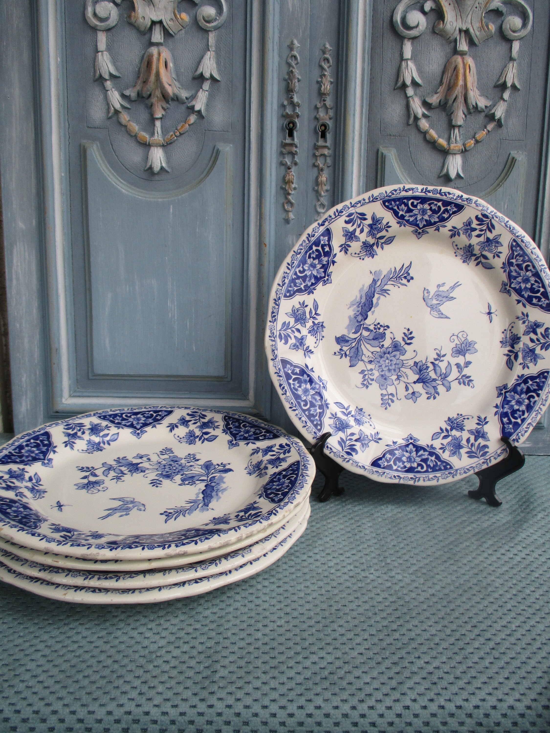 Assiette Gien Bleu et Blanc Vintage