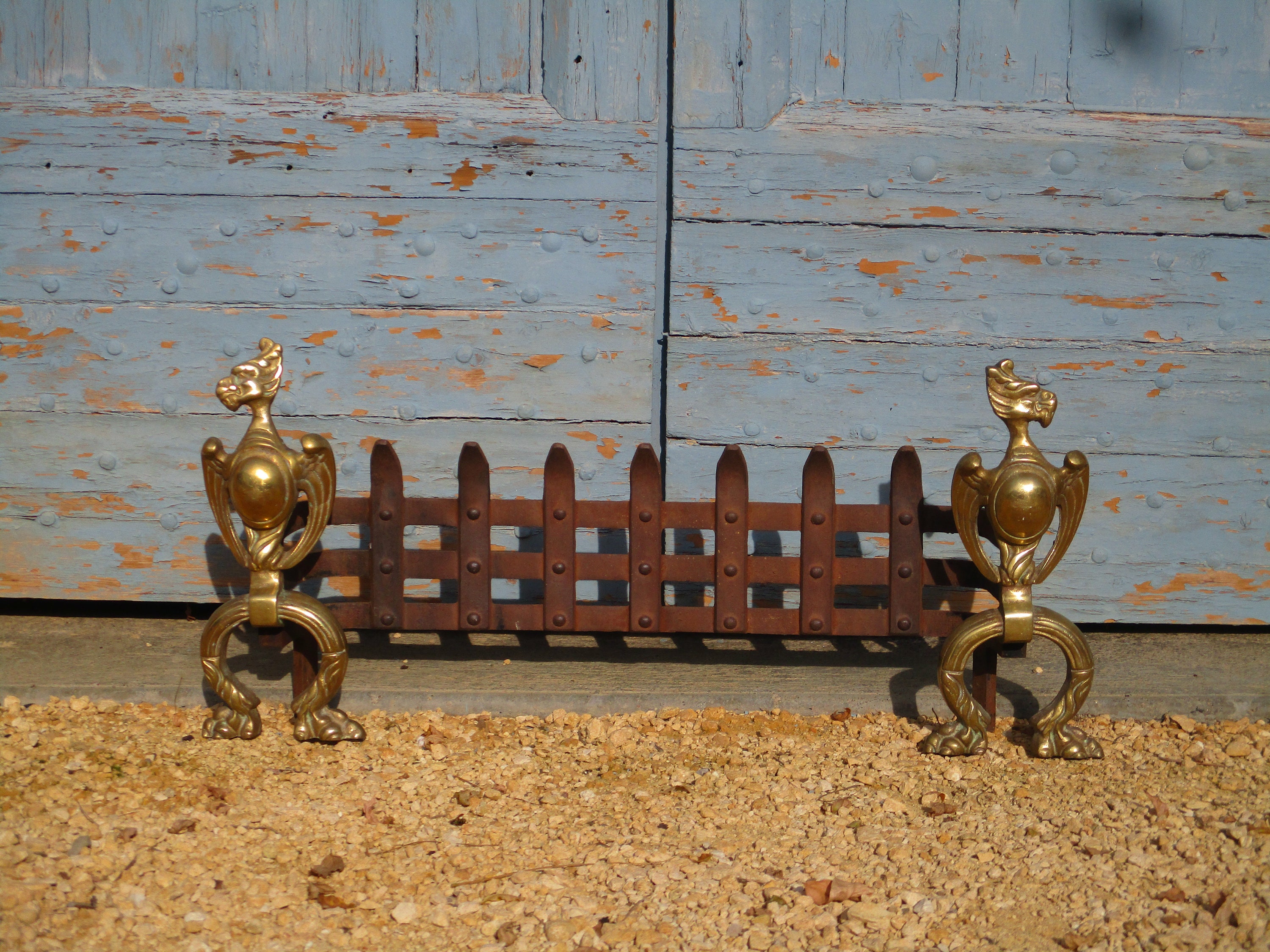 Garde de Cheminée Antique/Grille en Fonte