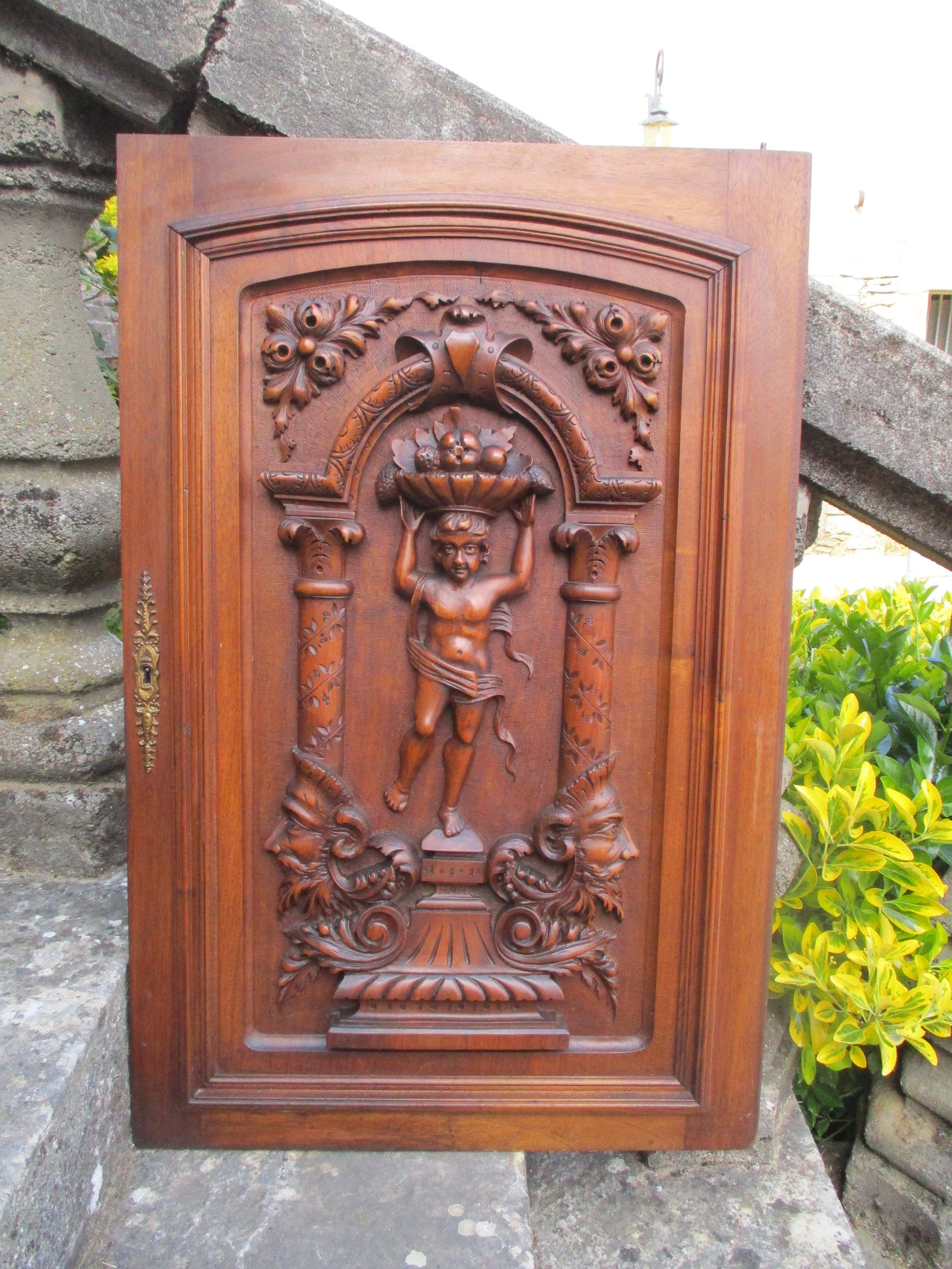 Panneau de Bois Sculpté Français Antique/Porte Récupération Architecturale