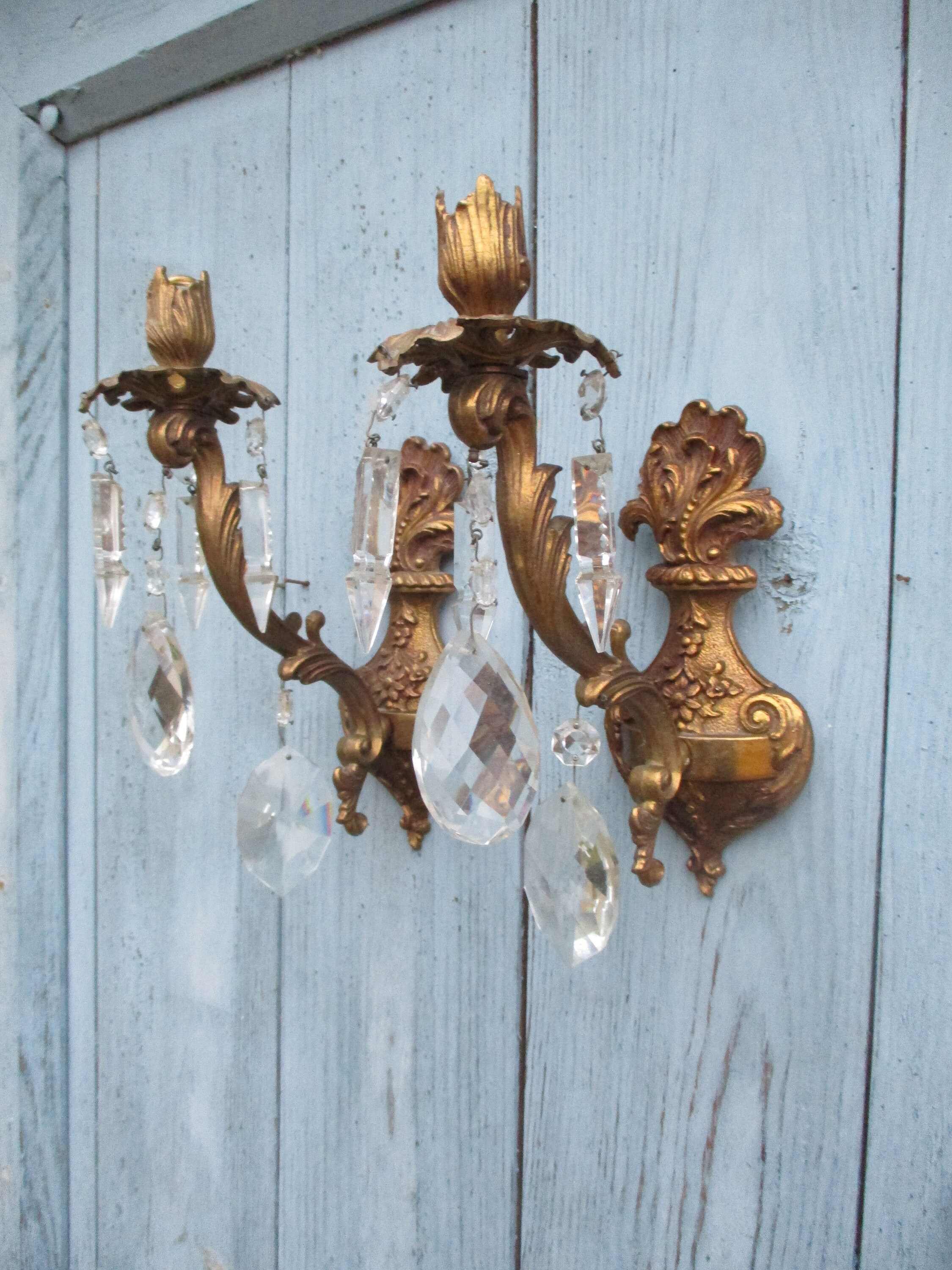 Applique Murale Vintage Français Bronze/Appliques Bougeoirs