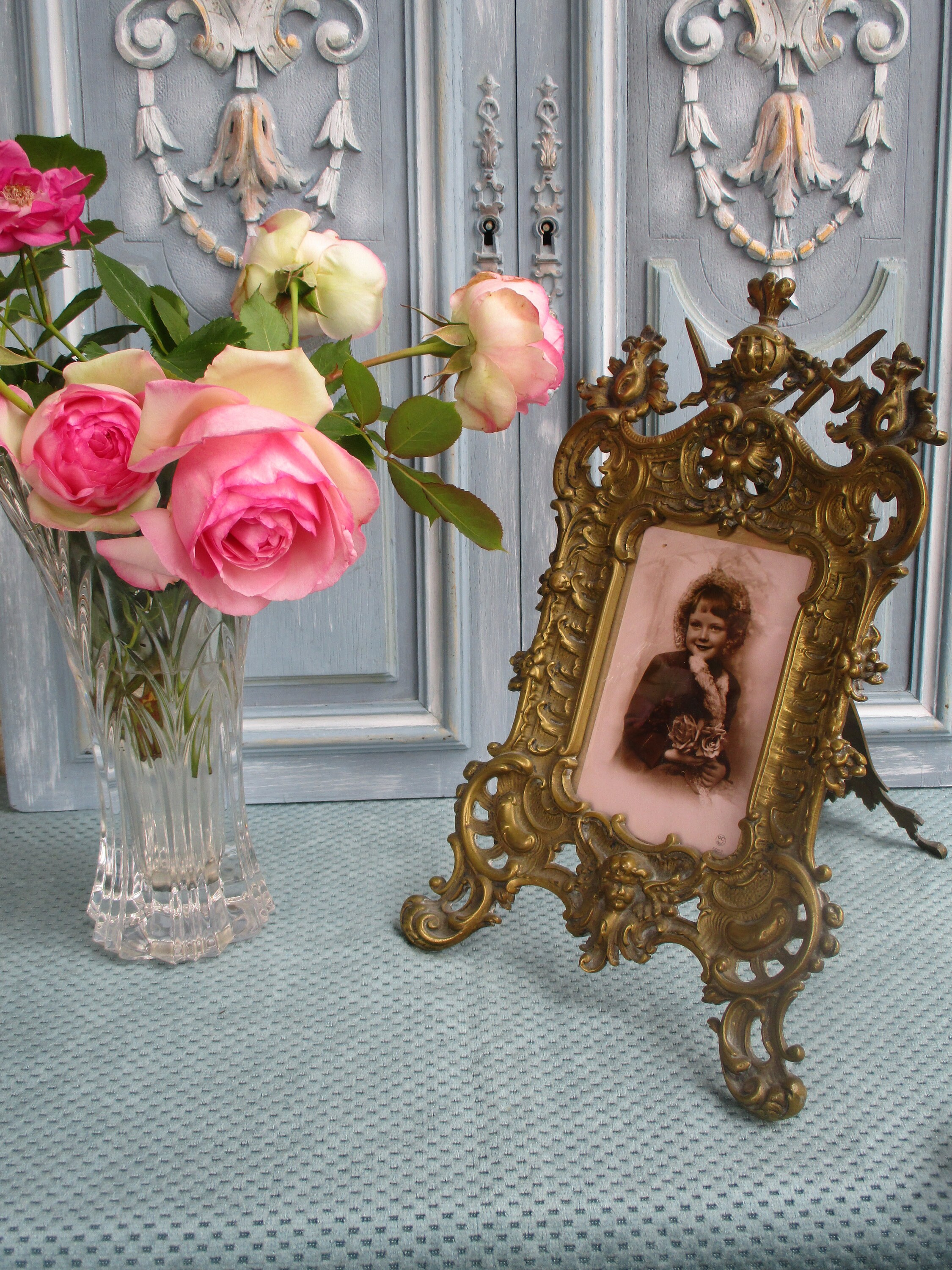 Cadre Photo en Bronze Français Antique