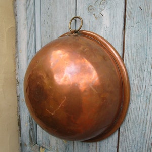 Antique French Copper  Cul de Poule Mixing Bowl