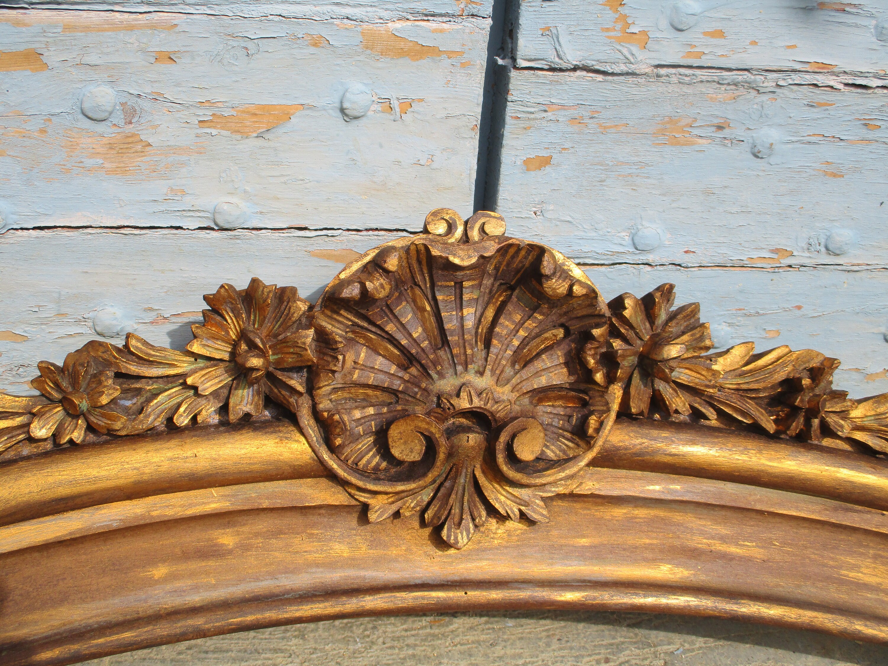 Fronton en Bois Sculpté Français Antique