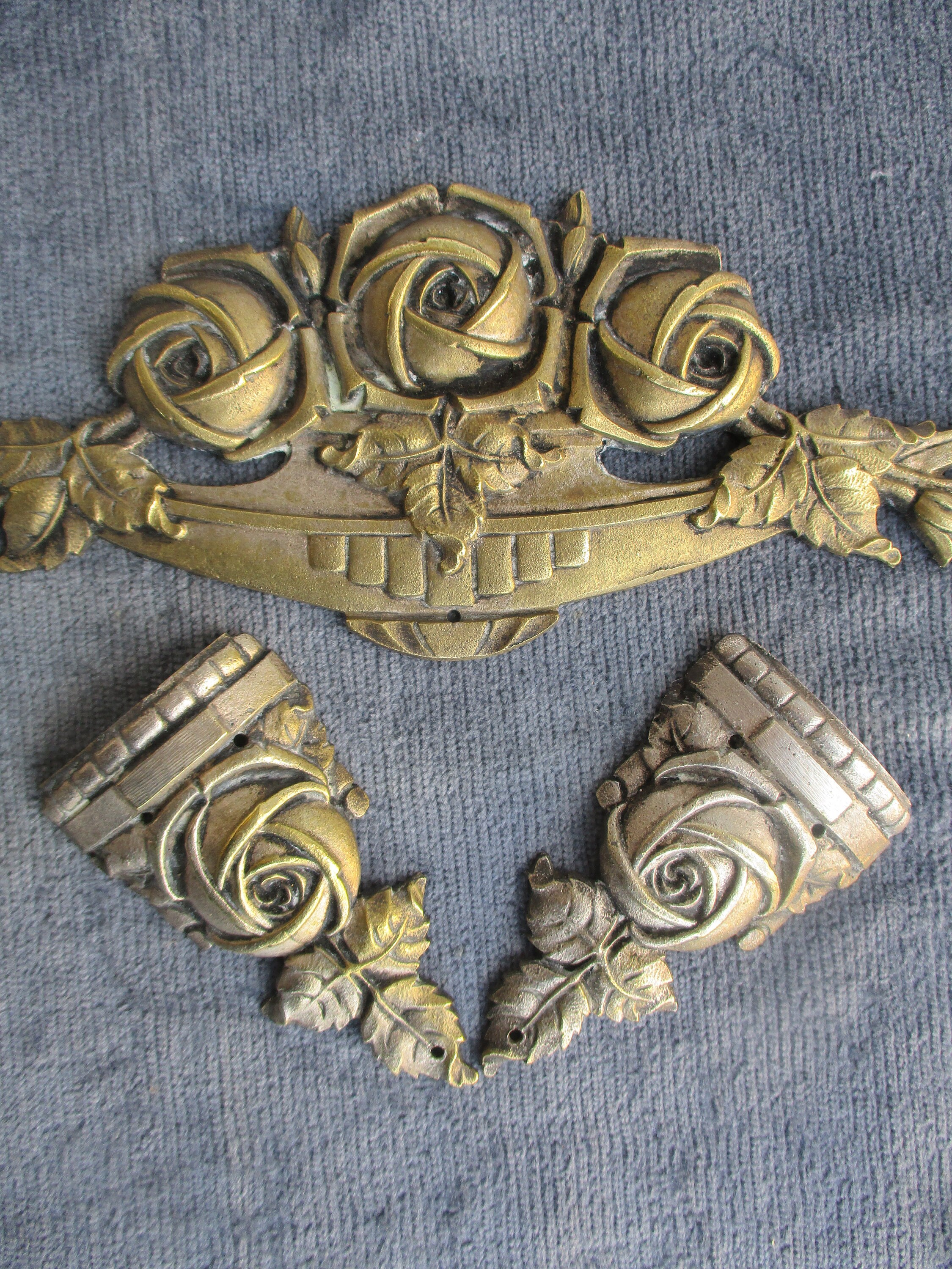 Antiquité Français Ornement en Bronze/Décoration Frontons