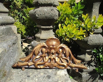Antique French Carved Wood Pediment / Architectural salvage