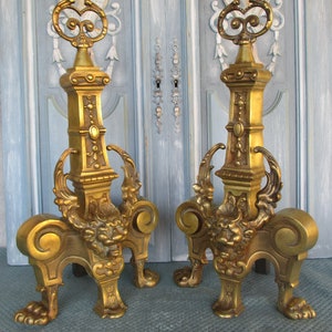 Antieke Franse bronzen brandweerhonden/braadbokken