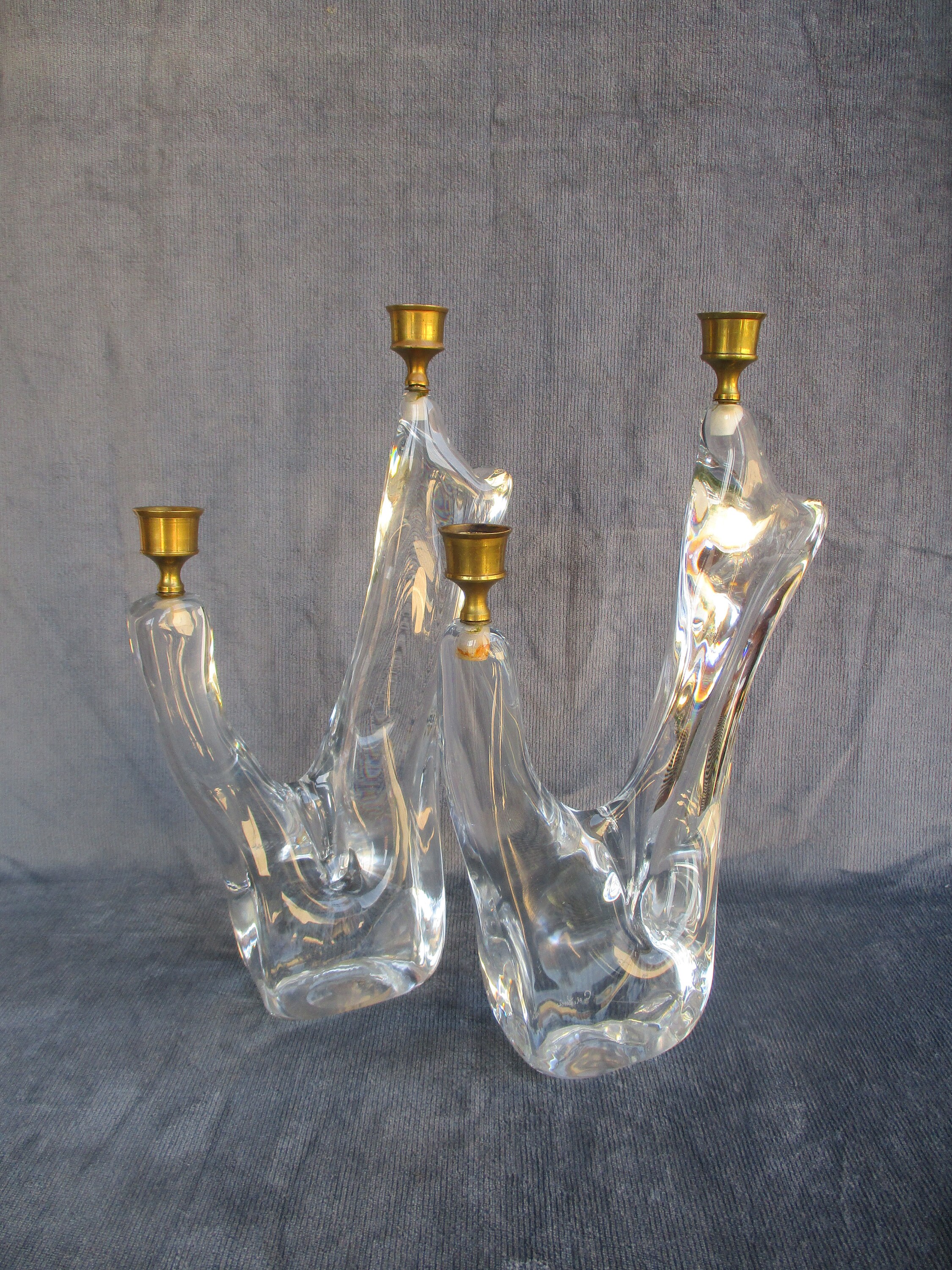 Paire de Bougies en Cristal Français Vintage