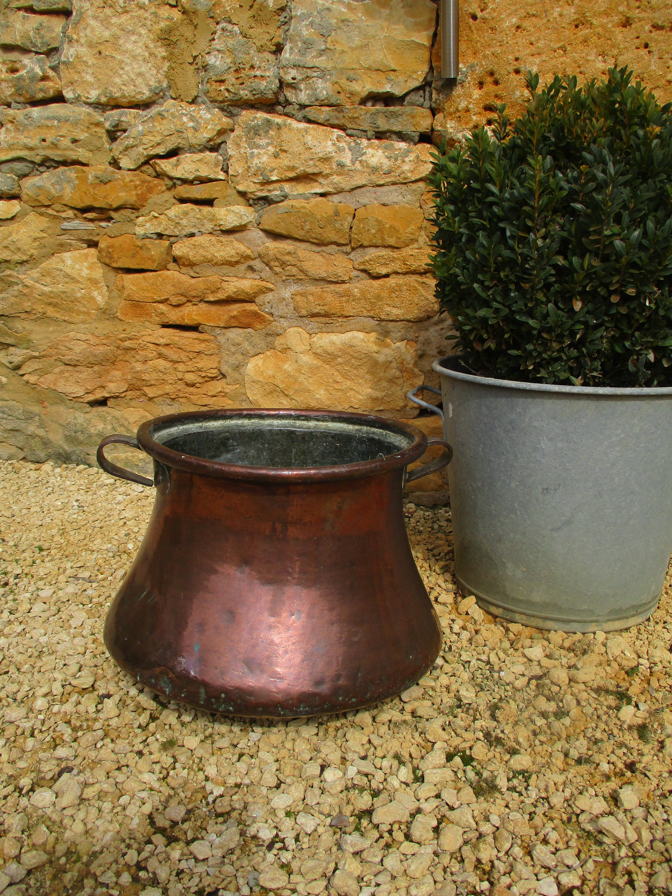 Pot en Cuivre Français Antique/Chaudron Jardinière