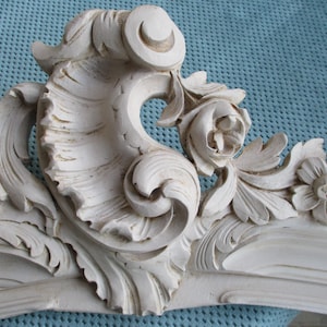Antique French Carved Wood painted pediment
