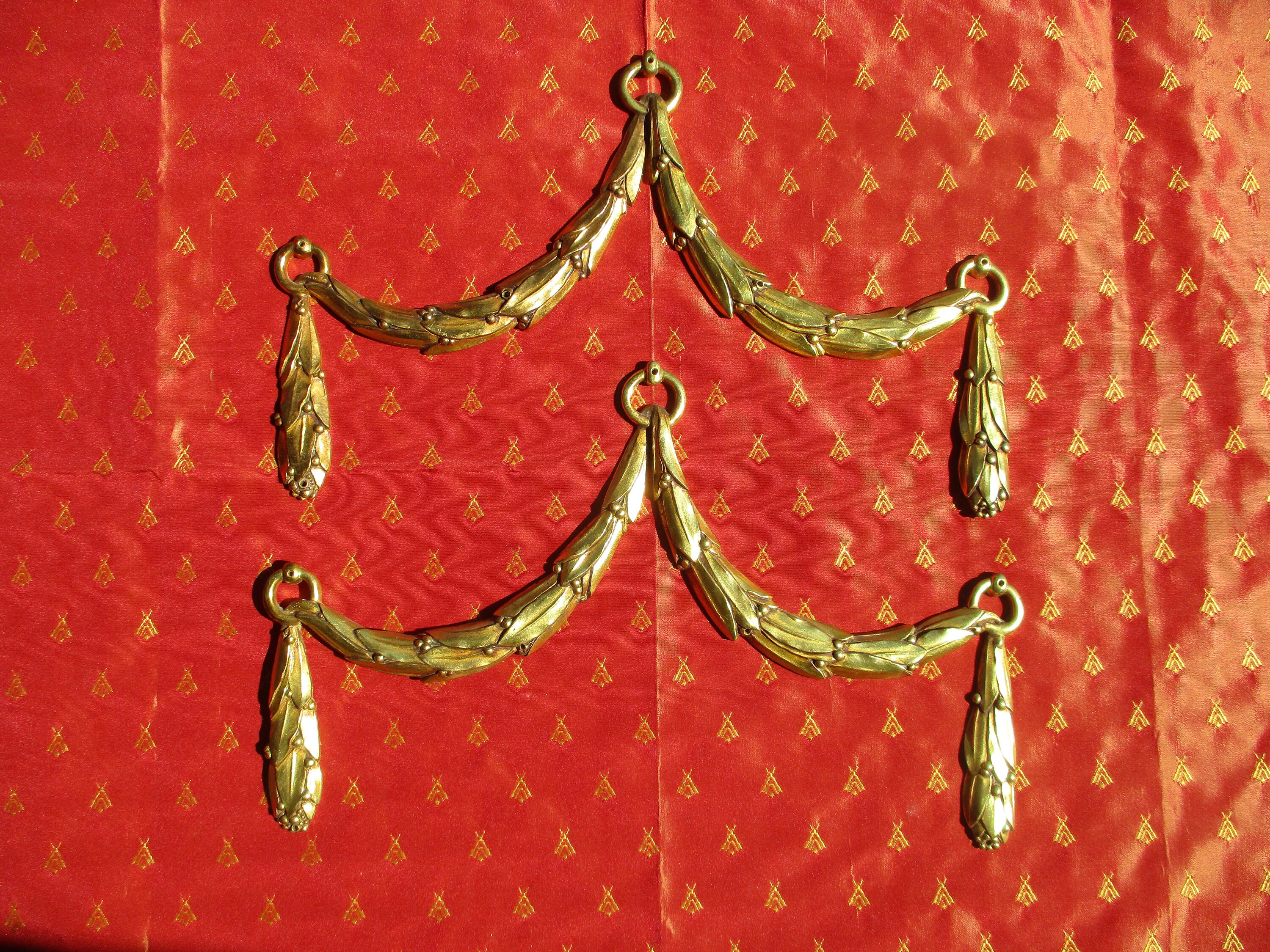 Antique Français Ormolu Meubles Ornements/Frontons Ensemble de 2