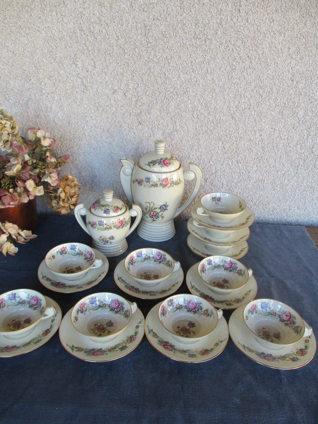Antique French Limoges Porcelain Tea Set / Art Deco Limoges Etsy