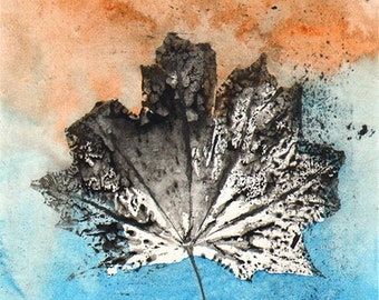 Leaf Print, monotype print, autumn, leaf wall art