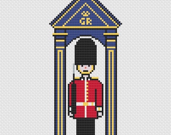 King's Guard Cross Stitch Pattern, British Royal Family Embroidery, Household Division Army Soldier Sewing Picture, Buckingham Palace Sentry