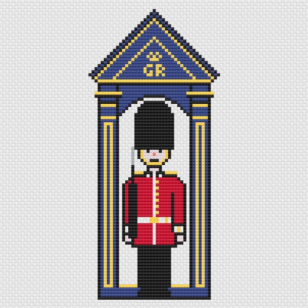 King's Guard Cross Stitch Pattern, British Royal Family Embroidery, Household Division Army Soldier Sewing Picture, Buckingham Palace Sentry