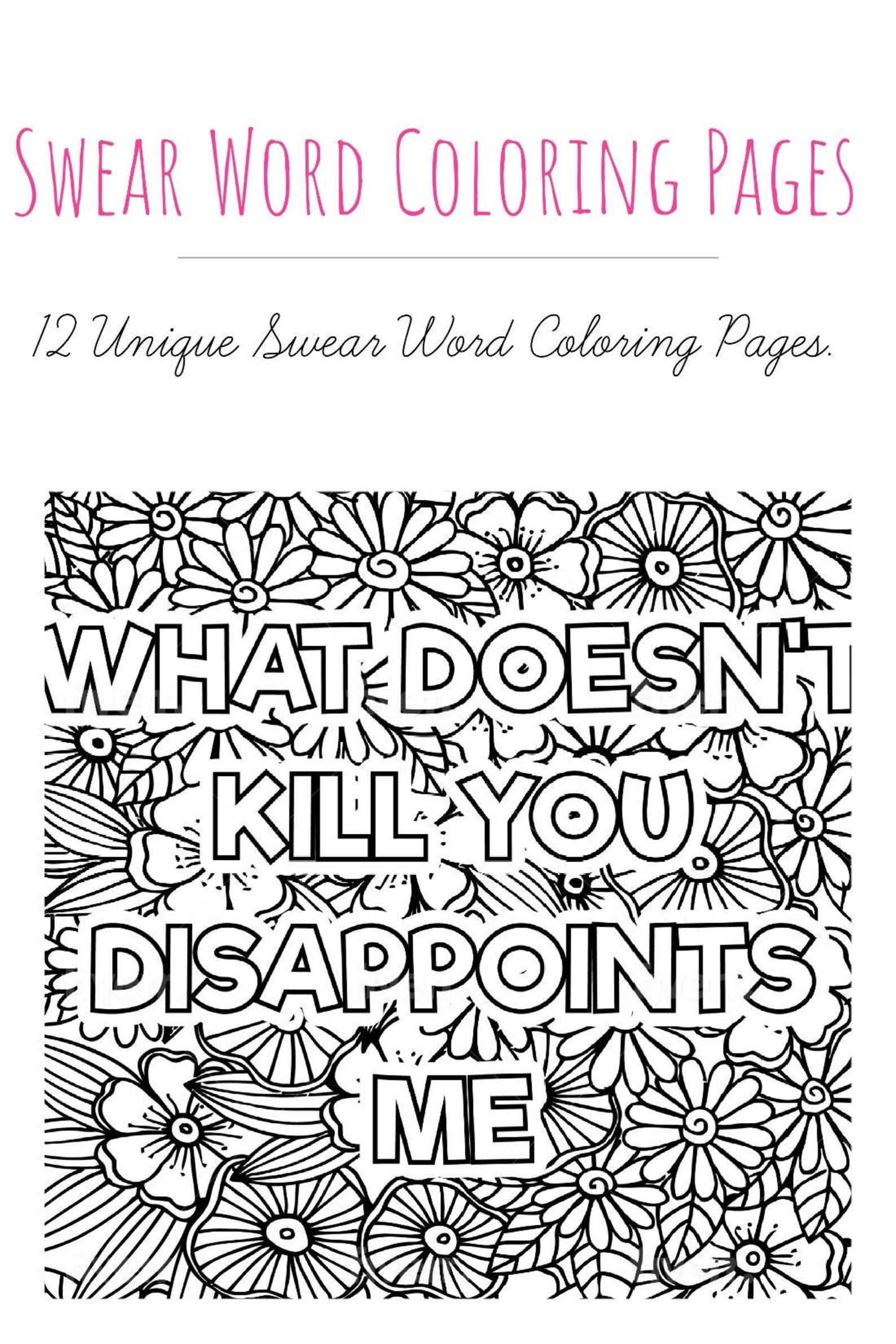 Swear Word Coloring Pages Etsy