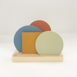 Mid-Century Modern Coaster Set, Geometric Coaster Set with Holder, Abstract New Home Gift, Colorful Unique Decor, MCM Style Decoration