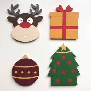 Christmas Coaster Set, Wood Christmas Table Decor, Holiday Gift , Merry Christmas, Holiday Table, Drink Coasters, Christmas Party Favors