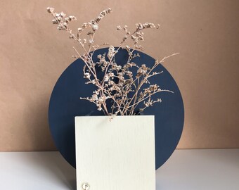 Blue Wood Vase, Geometric Flower Pot, Modern Plant Box, Minimalist Small Vase, Dried Flowers Holder, Boho Vase, Unique Vase, Gray Vase