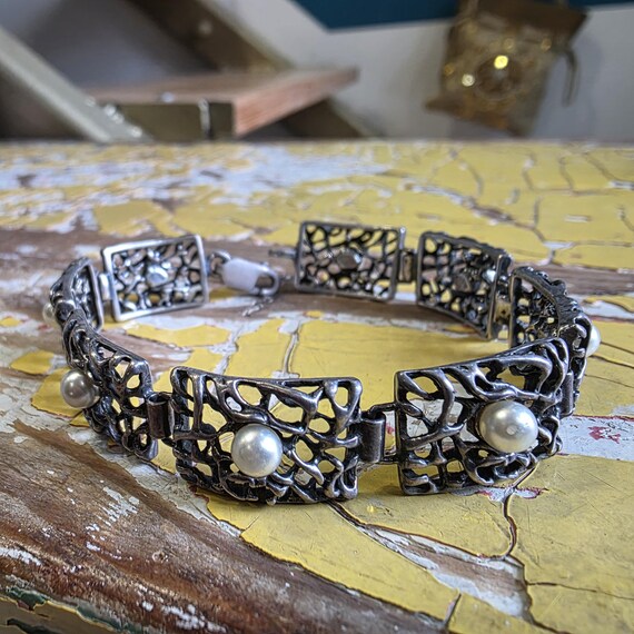 Bracelet. 925 Silver, Pearls. Weight - 23.7g. Length -19 Cm - Etsy