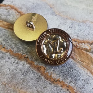 1 Bouton marron et doré 18 mm