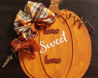Home Sweet Home Fall Pumpkin Wooden Wall and Door Sign