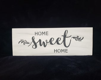 Home Sweet Home Sign/White and Gray Wooden Home Sign