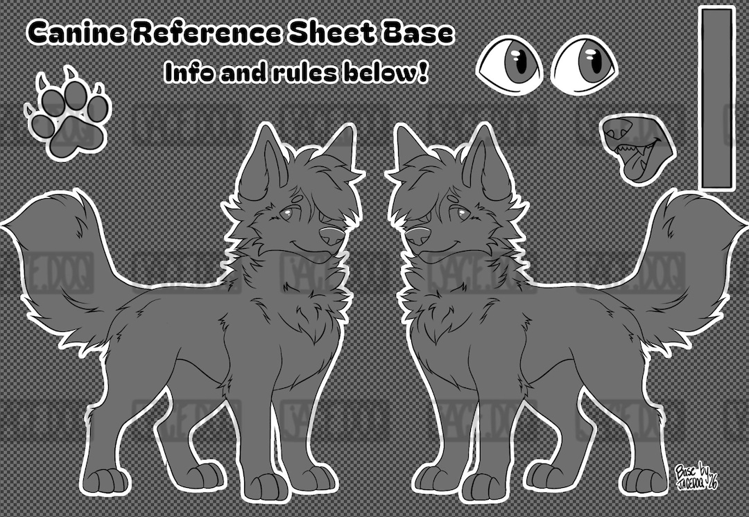 Furry Canine Reference Sheet Base Wolf Ref Line Art (PNG Files) - Etsy