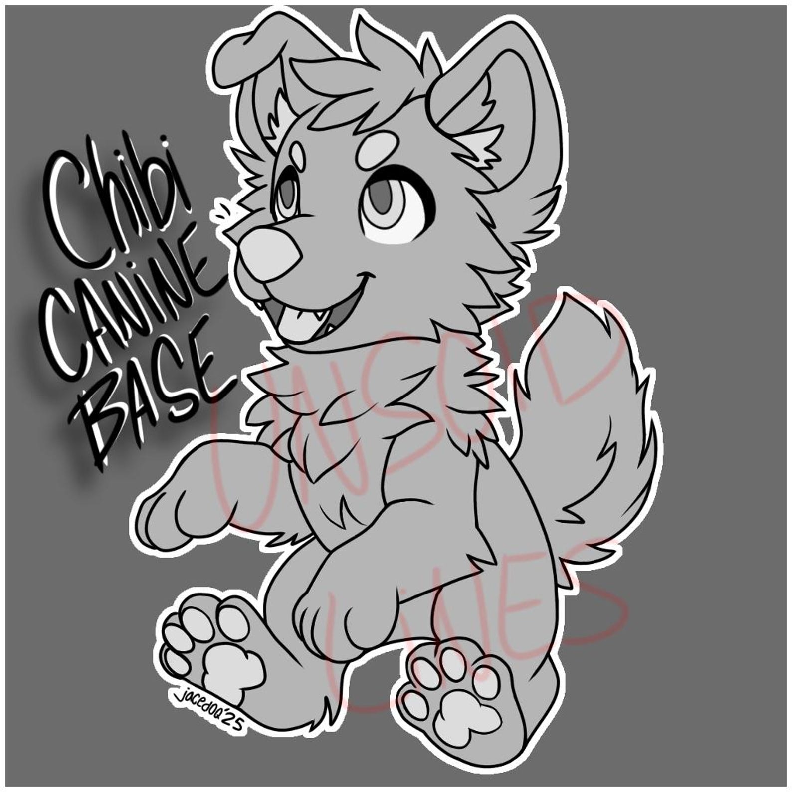 Chibi Puppy Furry Line Art Base Fursona Lineart for Canine Ocs - Etsy