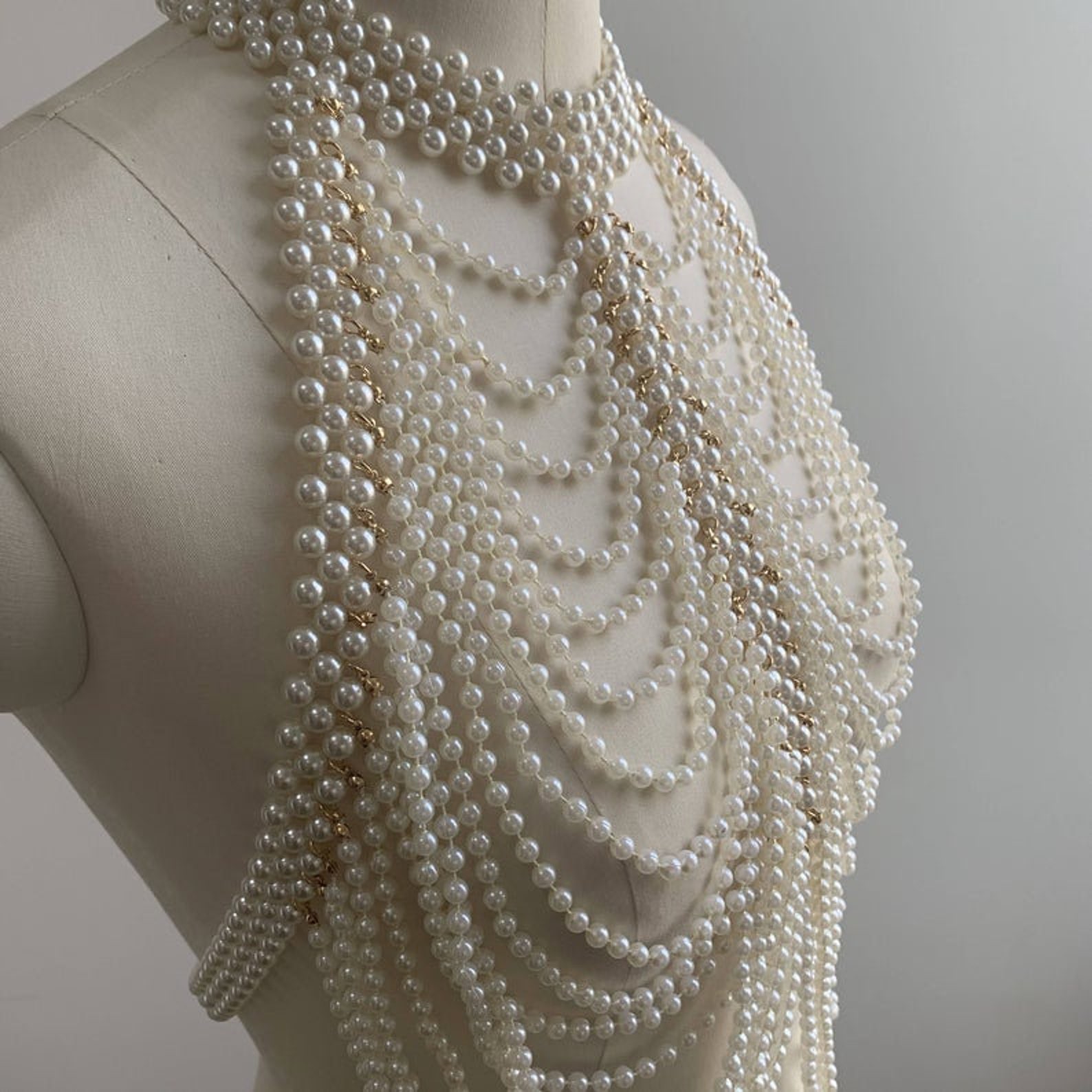 Pearl Body Chain Bridal off white pearl tassel body chain Etsy
