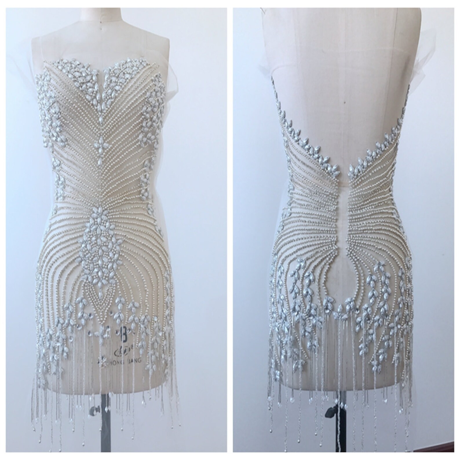 Luxury Rhinestone Bodice Applique Full Body Bodice Motif Sew Etsy