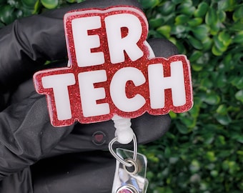 ER Tech Badge Reel | Emergency Room Tech Gift | ED Technician id Holder | ER Department Accessory | Healthcare Worker Badge