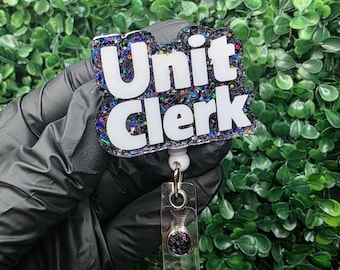 Unit Clerk Badge Reel | Hospital Unit Secretary ID Holder | Medical Office Clerk Gift | Healthcare Admin Accessory | Ward Clerk Badge