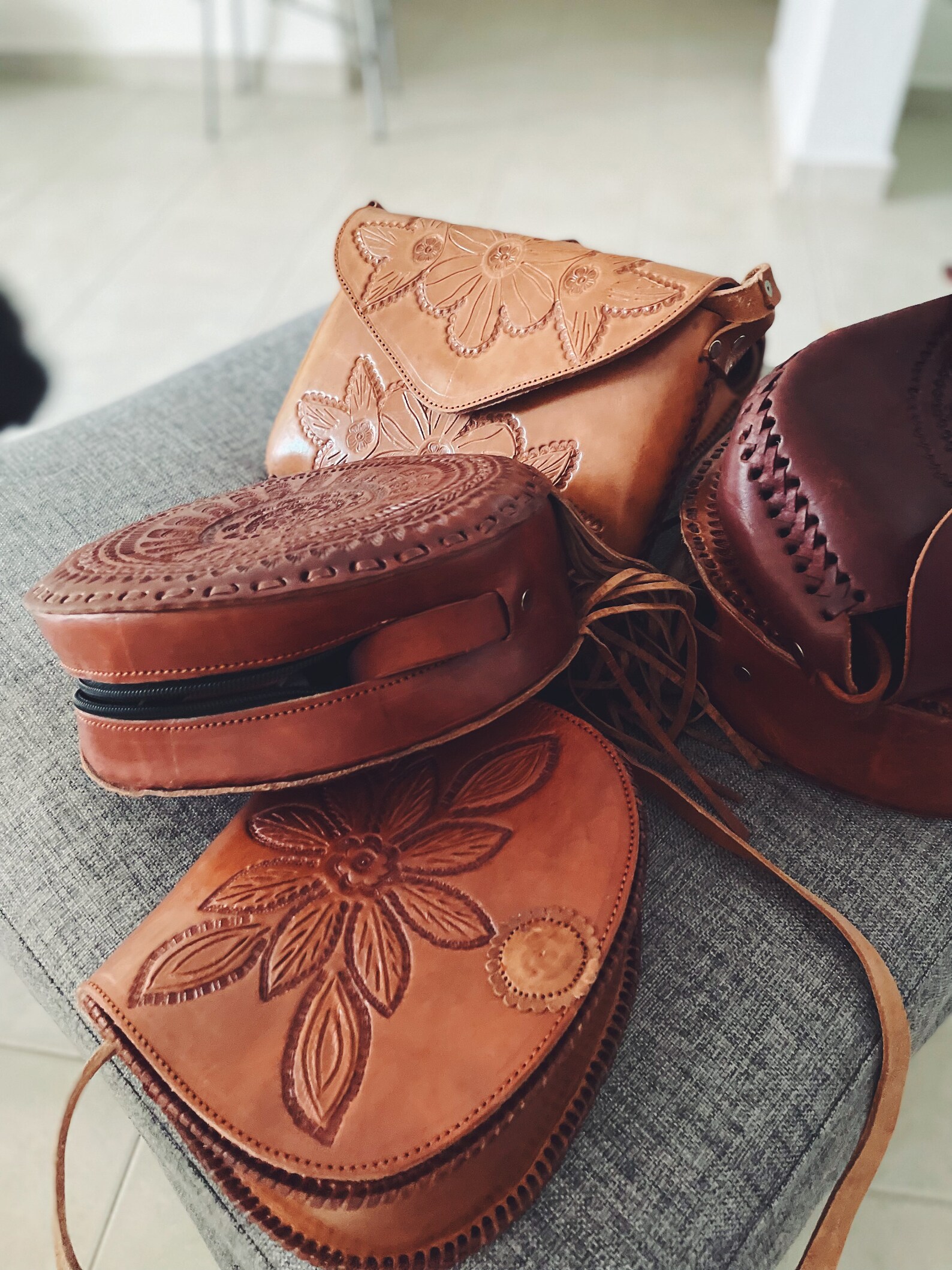 Boho leather crossbody bags for women Small leather Etsy