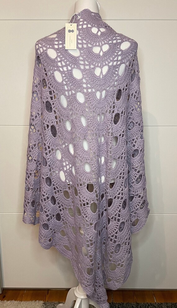 Crocheted scarf with loose pattern [violet], very soft and pleasant,  handmade, wintery, Christmassy