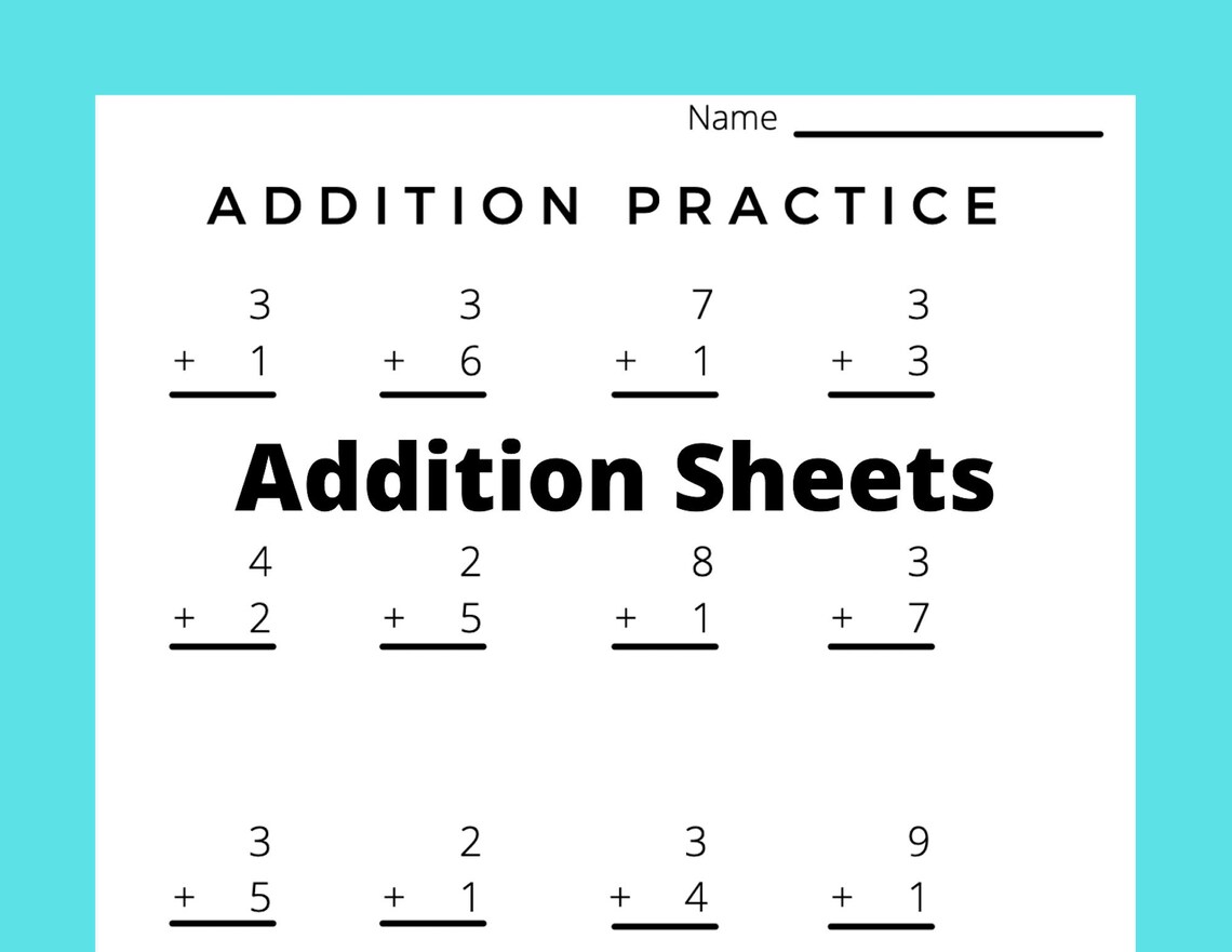 Adding Worksheets Math Sheets Addition Problems Math | Etsy