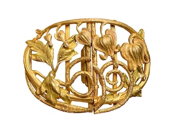 Boucle de ceinture Art Nouveau en forme de cœur en métal vers 1900-1910